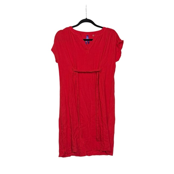 Seraphine Coral Belted Maternity Dress Woven Viscose Size 6 Short Sleeve - Picture 2 of 15